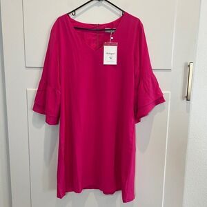 Belongsci Women's Pink Dress XL 3/4 Sleeve Ruffle Shirt Sheath Dress Hoco‎ NWT